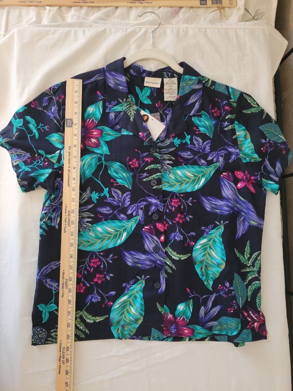 Tropical Shirt Short Sleeve Hawaiin White Stag NWT Womens Size L - Picture 9 of 14